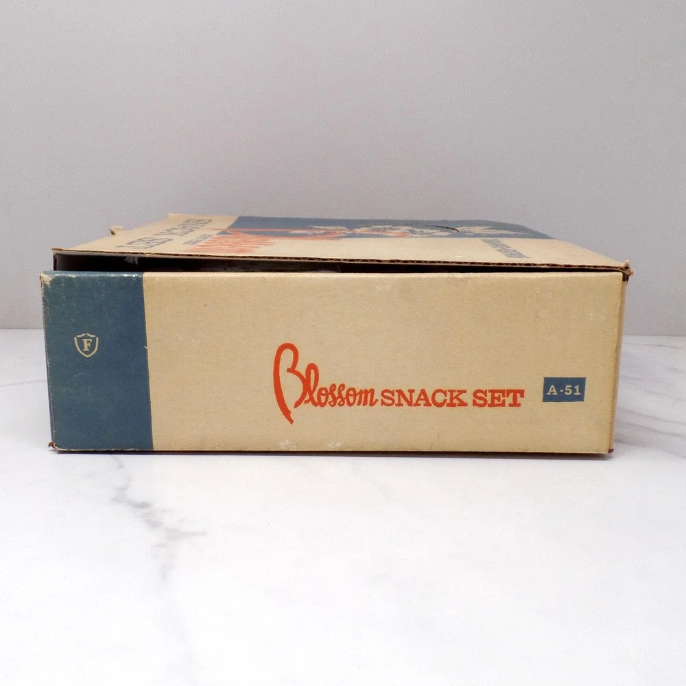 Vintage Federal Glass Snack Sets, Blossom (4 sets in original box) (1950s)